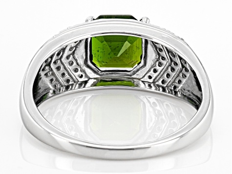 Pre-Owned Green Chrome Diopside Platinum Men's ring 2.35ctw