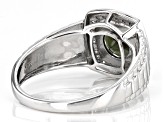 Pre-Owned Green Moldavite Rhodium Over 10k White Gold Men's Ring 1.52ctw