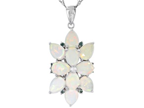 Pre-Owned Ethiopian Opal Rhodium Over Silver Pendant With Chain 3.66ctw