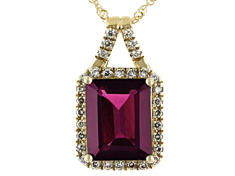 Pre-Owned Purple Garnet 14k Yellow Gold Pendant With Chain 3.30ctw