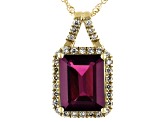 Pre-Owned Purple Garnet 14k Yellow Gold Pendant With Chain 3.30ctw