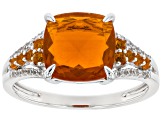 Pre-Owned Orange Mexican Fire Opal Rhodium Over 14k White Gold Ring 1.62ctw