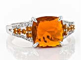 Pre-Owned Orange Mexican Fire Opal Rhodium Over 14k White Gold Ring 1.62ctw