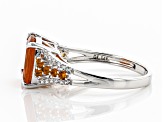 Pre-Owned Orange Mexican Fire Opal Rhodium Over 14k White Gold Ring 1.62ctw