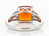 Pre-Owned Orange Mexican Fire Opal Rhodium Over 14k White Gold Ring 1.62ctw