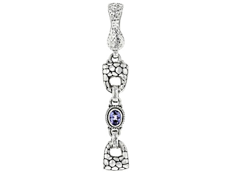 Pre-Owned Blue Tanzanite Silver Watermark Enhancer Pendant .64ct