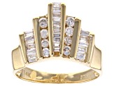 Pre-Owned White Diamond 14k Yellow Gold Art Deco Ring 0.80ctw