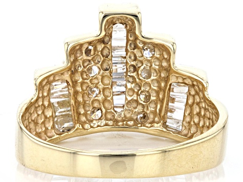 Pre-Owned White Diamond 14k Yellow Gold Art Deco Ring 0.80ctw