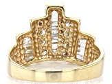Pre-Owned White Diamond 14k Yellow Gold Art Deco Ring 0.80ctw