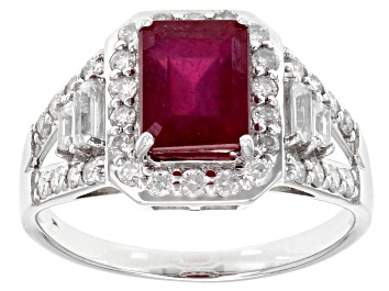 Picture of Pre-Owned Red Mahaleo(R) Ruby Rhodium Over 14k White Gold Ring 2.91ctw