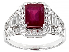 Pre-Owned Red Mahaleo(R) Ruby Rhodium Over 14k White Gold Ring 2.91ctw
