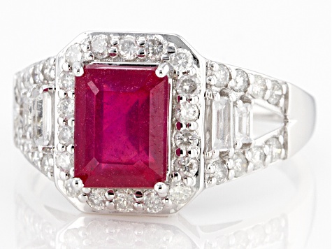 Pre-Owned Red Mahaleo(R) Ruby Rhodium Over 14k White Gold Ring 2.91ctw