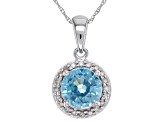 Pre-Owned Blue Zircon Rhodium Over 14k White Gold Pendant With Chain 2.07ctw
