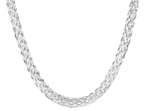 Pre-Owned Sterling Silver 20 Inch 8 Strand Braided Herringbone Link Necklace