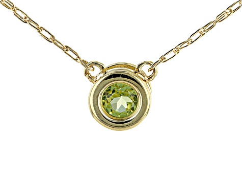 Pre-Owned Green Peridot 10k Yellow Gold Childrens Necklace .11ct
