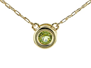 Pre-Owned Green Peridot 10k Yellow Gold Necklace .11ct