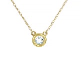 Pre-Owned Blue Aquamarine 10k Yellow Gold Child's Necklace .11ct