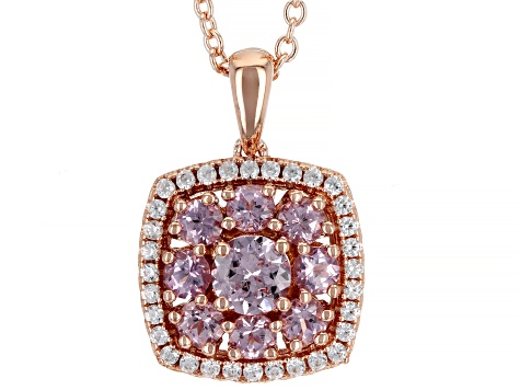 Pre-Owned Pink Garnet 18K Rose Gold Over Sterling Silver Pendant With Chain. 1.72ctw