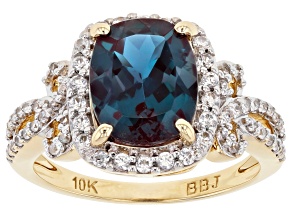 Pre-Owned Blue Lab Created Alexandrite 10k Yellow Gold Ring  3.45ctw