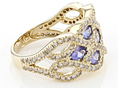 Pre-Owned Oval Tanzanite With Candlelight Diamonds™ 10K Yellow Gold Ring 2.09ctw