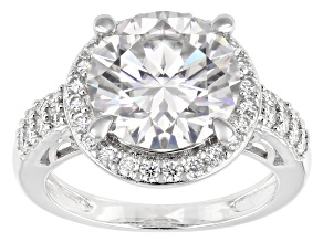 Pre-Owned Moissanite Platineve Halo Ring 5.63ctw DEW