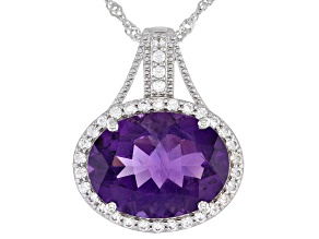 Pre-Owned Purple Amethyst Rhodium Over Sterling Silver Enhancer With Chain 7.91ctw