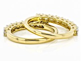 Pre-Owned Moissanite 14k yellow gold over sterling silver set of two bands