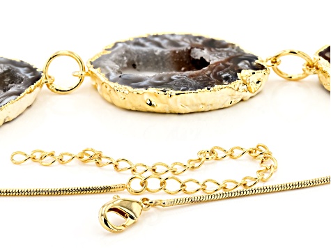 Pre-Owned Occo Agate Slice 18K Yellow Gold Over Brass Necklace