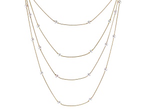 Pre-Owned Pearl Simulant Gold Tone Multi Row Necklace