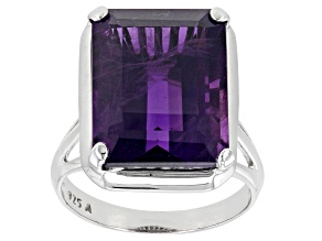 Pre-Owned Purple Amethyst Rhodium Over Sterling Silver Solitaire Ring 10.00ct