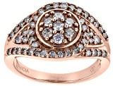 Pre-Owned Champagne Diamond 18k Rose Gold Over Sterling Silver Cluster Ring 1.00ctw