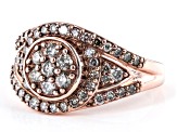 Pre-Owned Champagne Diamond 18k Rose Gold Over Sterling Silver Cluster Ring 1.00ctw