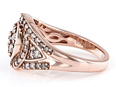 Pre-Owned Champagne Diamond 18k Rose Gold Over Sterling Silver Cluster Ring 1.00ctw
