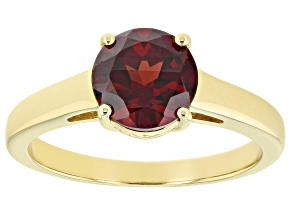 Pre-Owned Red Round Vermelho Garnet™ 18k Yellow Gold Over Sterling Silver January Birthstone Ring 2.