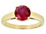Pre-Owned Red Lab Created Ruby 18k Yellow Gold Over Sterling Silver July Birthstone Ring 2.06ct