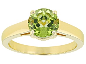 Pre-Owned Green Manchurian Peridot™ 18k Yellow Gold Over Sterling Silver August Birthstone Ring 1.95