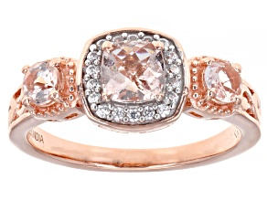 Pre-Owned Peach Morganite 14K Rose Gold Over Sterling Silver Ring 0.99ctw