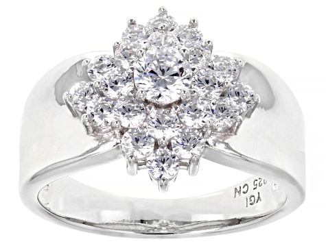 Pre-Owned White Cubic Zirconia Rhodium Over Sterling Silver Ring 2.03ctw
