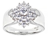Pre-Owned White Cubic Zirconia Rhodium Over Sterling Silver Ring 2.03ctw