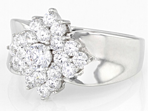 Pre-Owned White Cubic Zirconia Rhodium Over Sterling Silver Ring 2.03ctw
