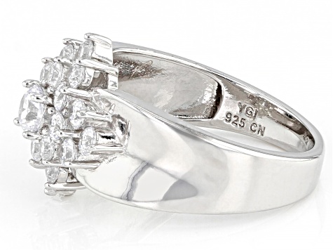 Pre-Owned White Cubic Zirconia Rhodium Over Sterling Silver Ring 2.03ctw