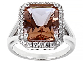 Pre-Owned Pink Lab Color Change Zandrite And White Zircon Rhodium Over Sterling Silver Ring 5.17ctw