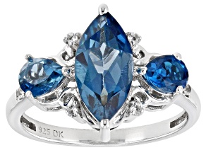 Pre-Owned London Blue Topaz With White Topaz Sterling Silver Ring 2.58ctw