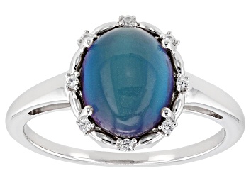 Picture of Pre-Owned Aurora Moonstone Rhodium Over Sterling Silver Ring