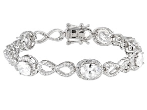 Pre-Owned White Cubic Zirconia Rhodium Over Sterling Silver Figure Eight Bracelet 12.46ctw