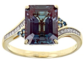 Pre-Owned Blue Lab Created Alexandrite 10K Yellow Gold Ring 3.84ctw