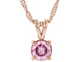 Pre-Owned Pink moissanite 14k rose gold over silver solitaire pendant .80ct DEW.