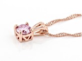 Pre-Owned Pink moissanite 14k rose gold over silver solitaire pendant .80ct DEW.