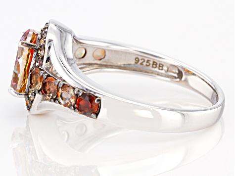 Pre-Owned Multi-color Quartz Rhodium Over Sterling Silver Ring 1.49ctw