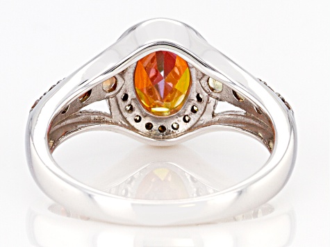 Pre-Owned Multi-color Quartz Rhodium Over Sterling Silver Ring 1.49ctw